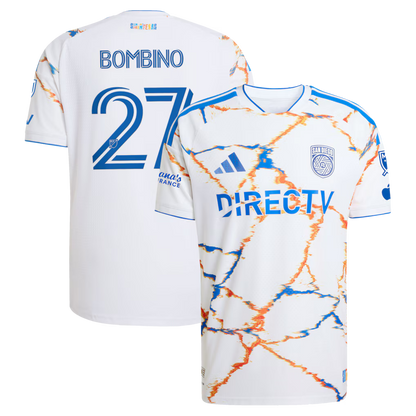 Men's San Diego FC Luca Bombino White 2026 Unprecedented Unity Kit On-Field Authentic Patch Jersey