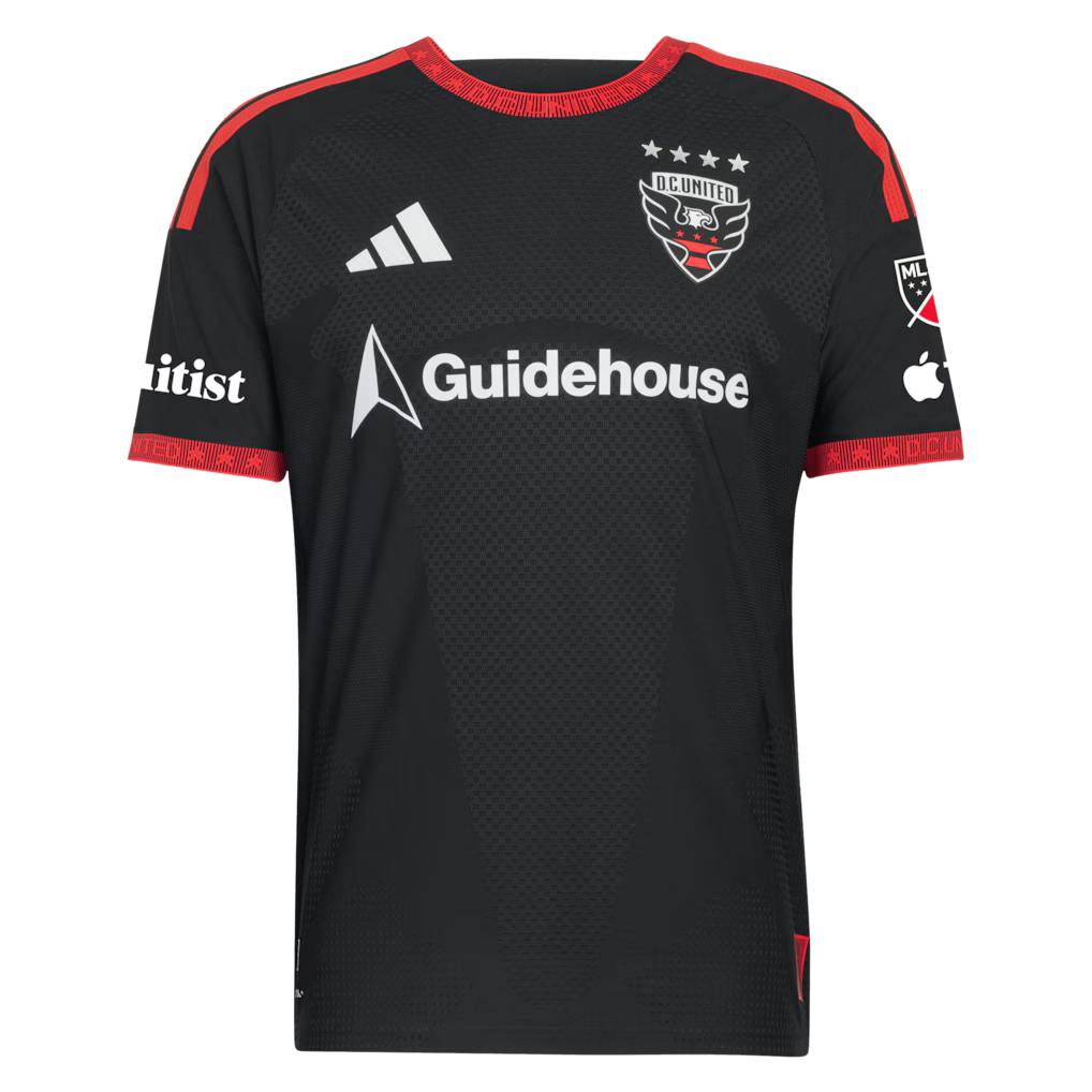 Men's D.C. United Lucas Bartlett Black 2026 Black-and-Red Kit On-Field Authentic Patch Jersey