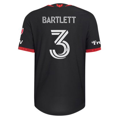 Men's D.C. United Lucas Bartlett Black 2026 Black-and-Red Kit On-Field Authentic Patch Jersey