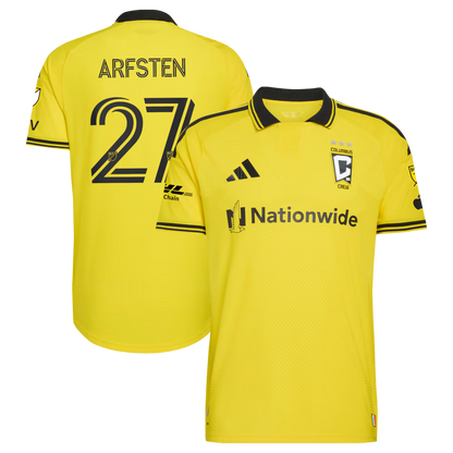 Men's Columbus Crew Maximilian Arfsten Yellow 2026 The Crafted for Excellence Kit On-Field Authentic Patch Jersey