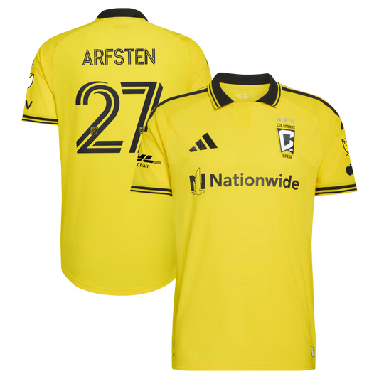 Men's Columbus Crew Maximilian Arfsten Yellow 2026 The Crafted for Excellence Kit On-Field Authentic Patch Jersey