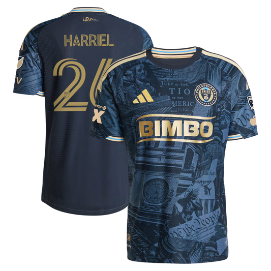 Men's Philadelphia Union Nathan Harriel Navy 2026 1776 Kit On-Field Authentic Patch Jersey