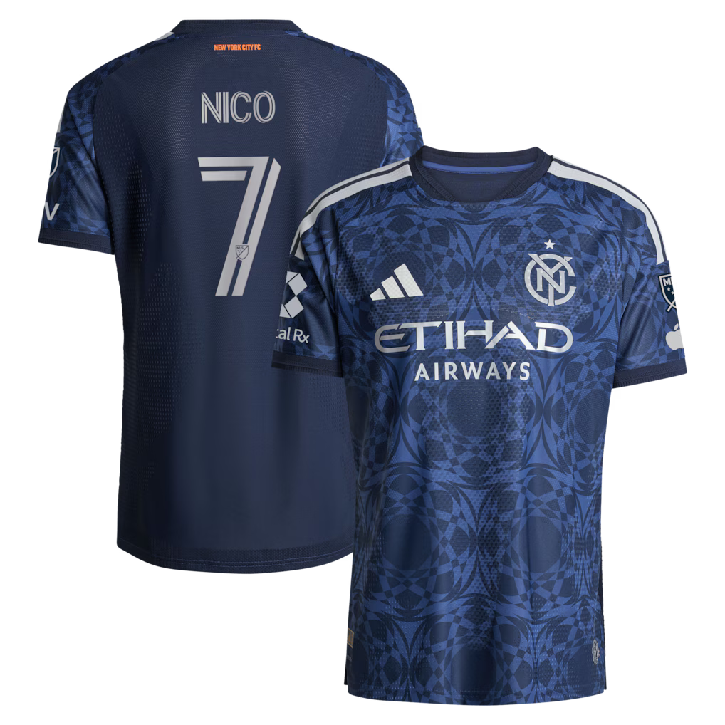 Men's New York City FC Nicolás Fernández Mercau Blue 2026 The All Nations Kit On-Field Authentic Patch Jersey