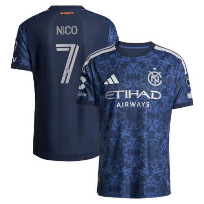 Men's New York City FC Nicolás Fernández Mercau Blue 2026 The All Nations Kit On-Field Authentic Patch Jersey