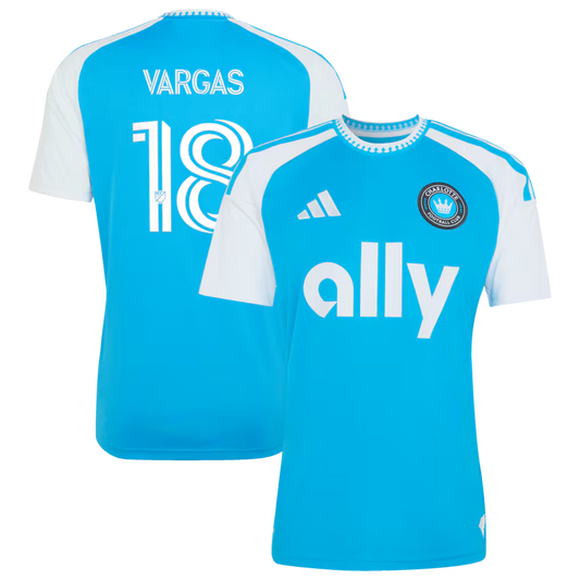 Men's Charlotte FC Obed Vargas Blue 2026 Carolina Kit: Crowns Up Replica Jersey