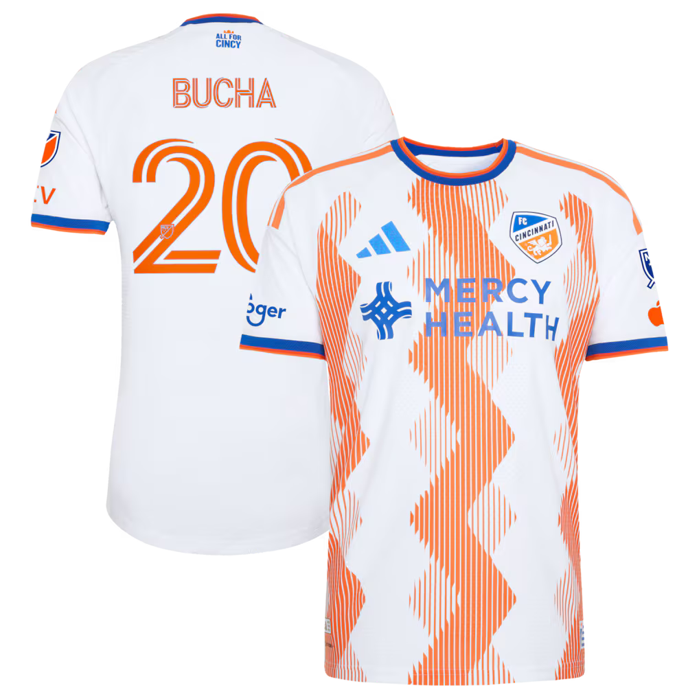 Men's FC Cincinnati Pavel Bucha White 2026 The Seven Hills Kit On-Field Authentic Patch Jersey