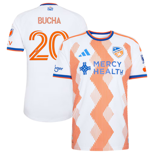 Men's FC Cincinnati Pavel Bucha White 2026 The Seven Hills Kit On-Field Authentic Patch Jersey