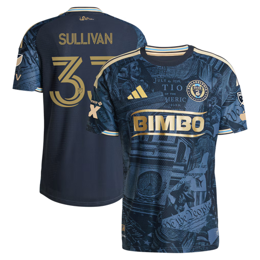 Men's Philadelphia Union Quinn Sullivan Navy 2026 1776 Kit On-Field Authentic Patch Jersey