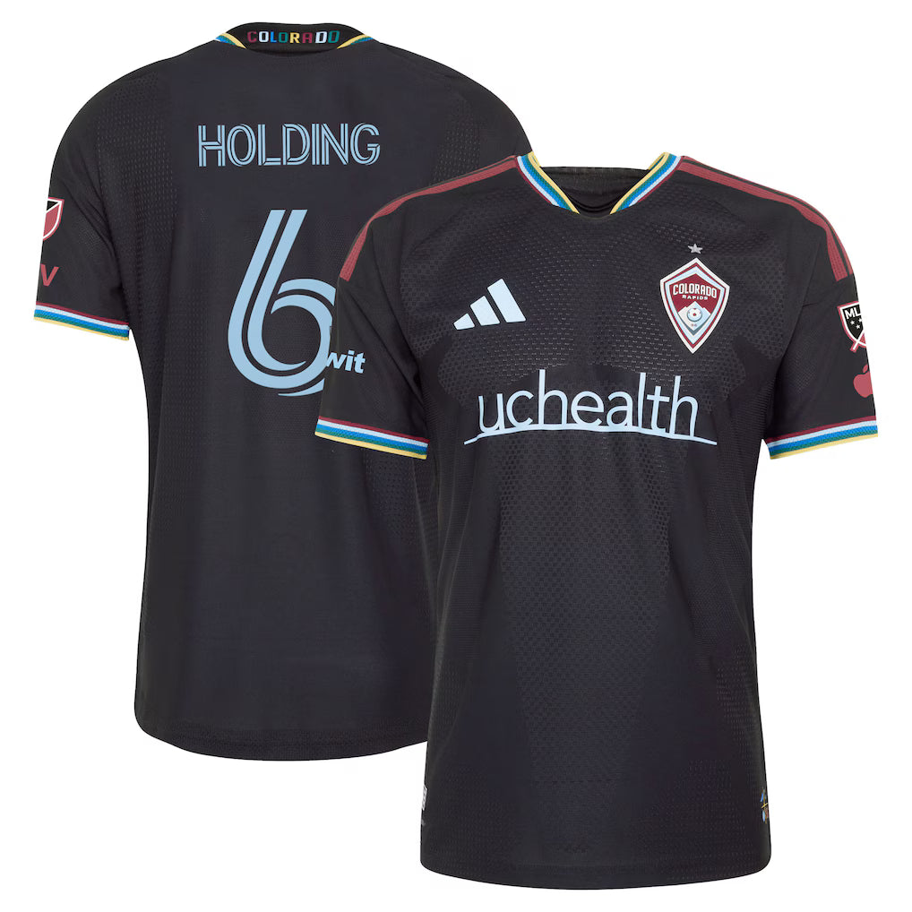 Men's Colorado Rapids Rob Holding Black 2026 Colorful Colorado On-Field Authentic Patch Jersey