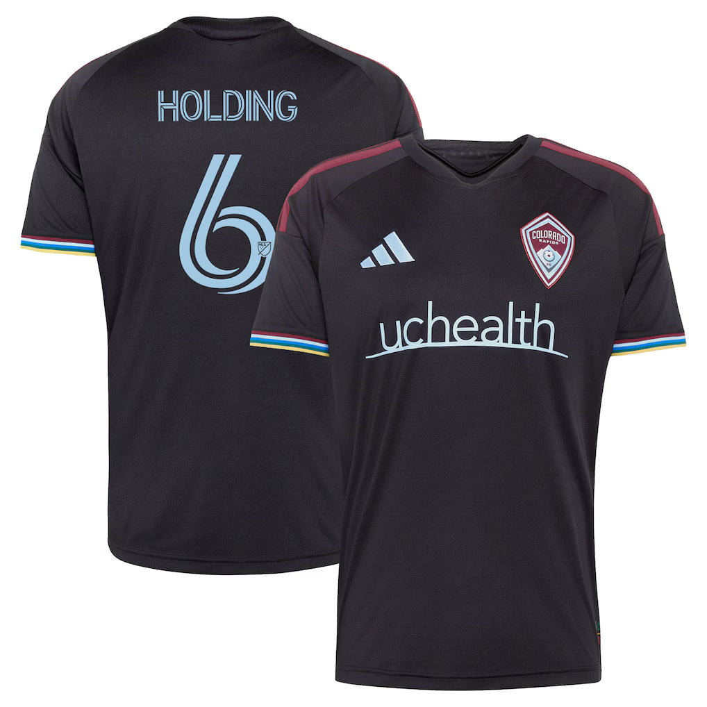 Men's Colorado Rapids Rob Holding Black 2026 Colorful Colorado Replica Jersey