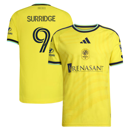 Men's Nashville SC Sam Surridge Yellow 2026 The Reverb Kit On-Field Authentic Patch Jersey