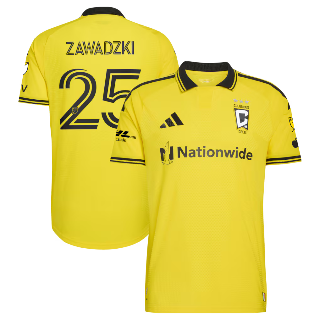 Men's Columbus Crew Sean Zawadzki Yellow 2026 The Crafted for Excellence Kit On-Field Authentic Patch Jersey