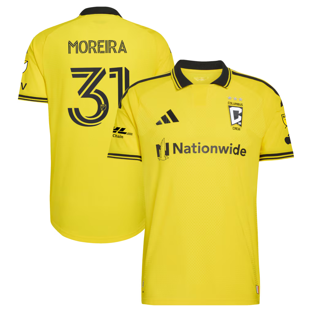 Men's Columbus Crew Steven Moreira Yellow 2026 The Crafted for Excellence Kit On-Field Authentic Patch Jersey