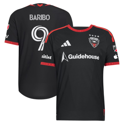 Men's D.C. United Tai Baribo Black 2026 Black-and-Red Kit On-Field Authentic Patch Jersey