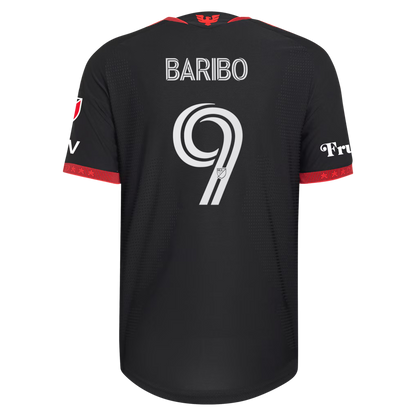Men's D.C. United Tai Baribo Black 2026 Black-and-Red Kit On-Field Authentic Patch Jersey