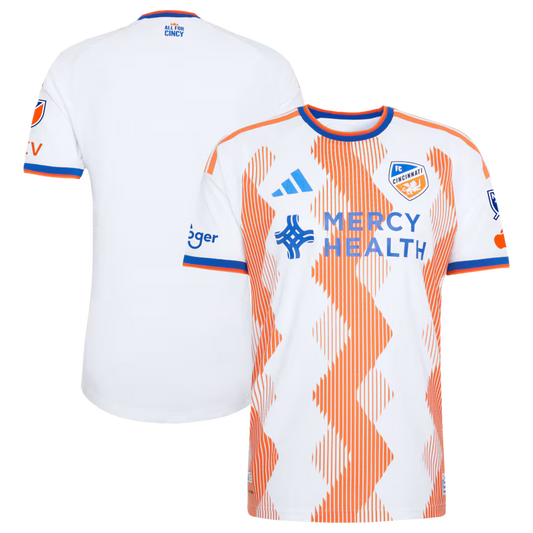 Men's FC Cincinnati White 2026 The Seven Hills Kit On-Field Authentic Patch Jersey