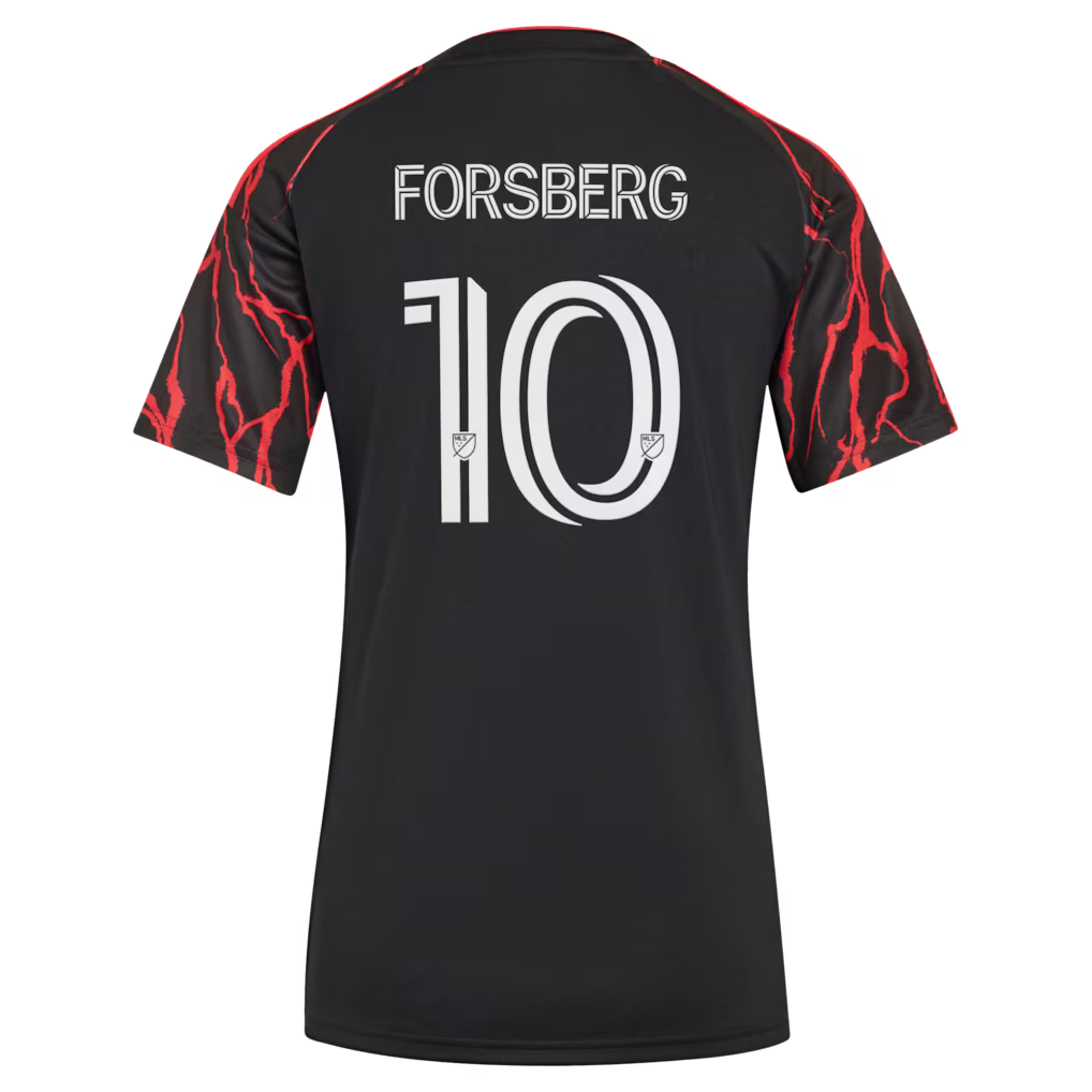 Women's New York Red Bulls Emil Forsberg Black 2026 The Rooted Kit Replica Jersey