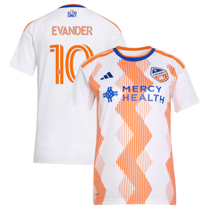 Women's FC Cincinnati Evander da Silva Ferreira White 2026 The Seven Hills Kit Replica Jersey
