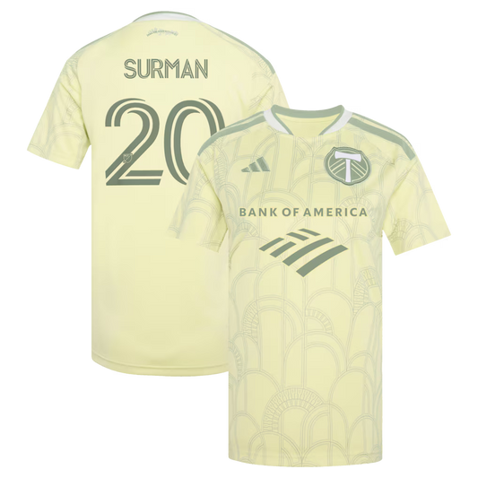 Women's Portland Timbers Finn Surman Yellow 2026 Civic Stadium Kit Replica Jersey