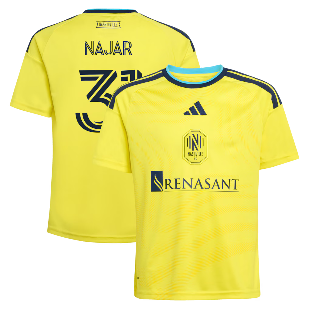 Kids Nashville SC Andy Najar Yellow 2026 The Reverb Kit Replica Jersey