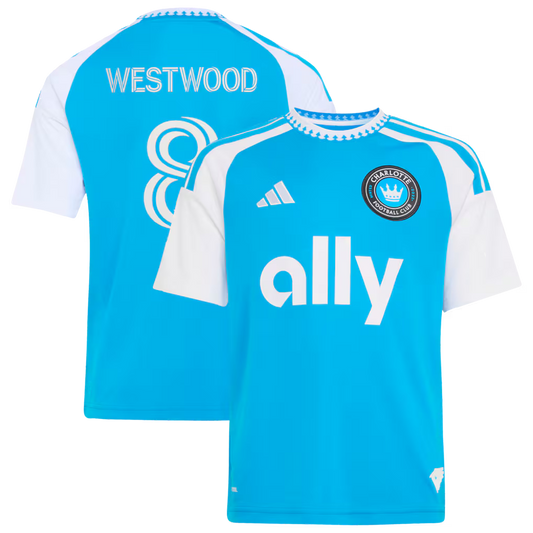 Kids Charlotte FC Ashley Westwood Blue 2026 Carolina Kit: Crowns Up Replica Jersey
