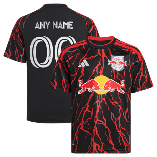 Kids New York Red Bulls Black 2026 The Rooted Kit Replica Custom Jersey