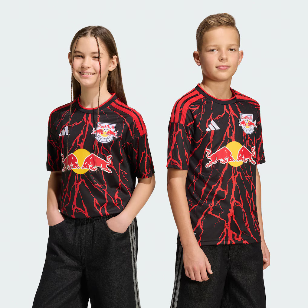 Kids New York Red Bulls Black 2026 The Rooted Kit Replica Jersey