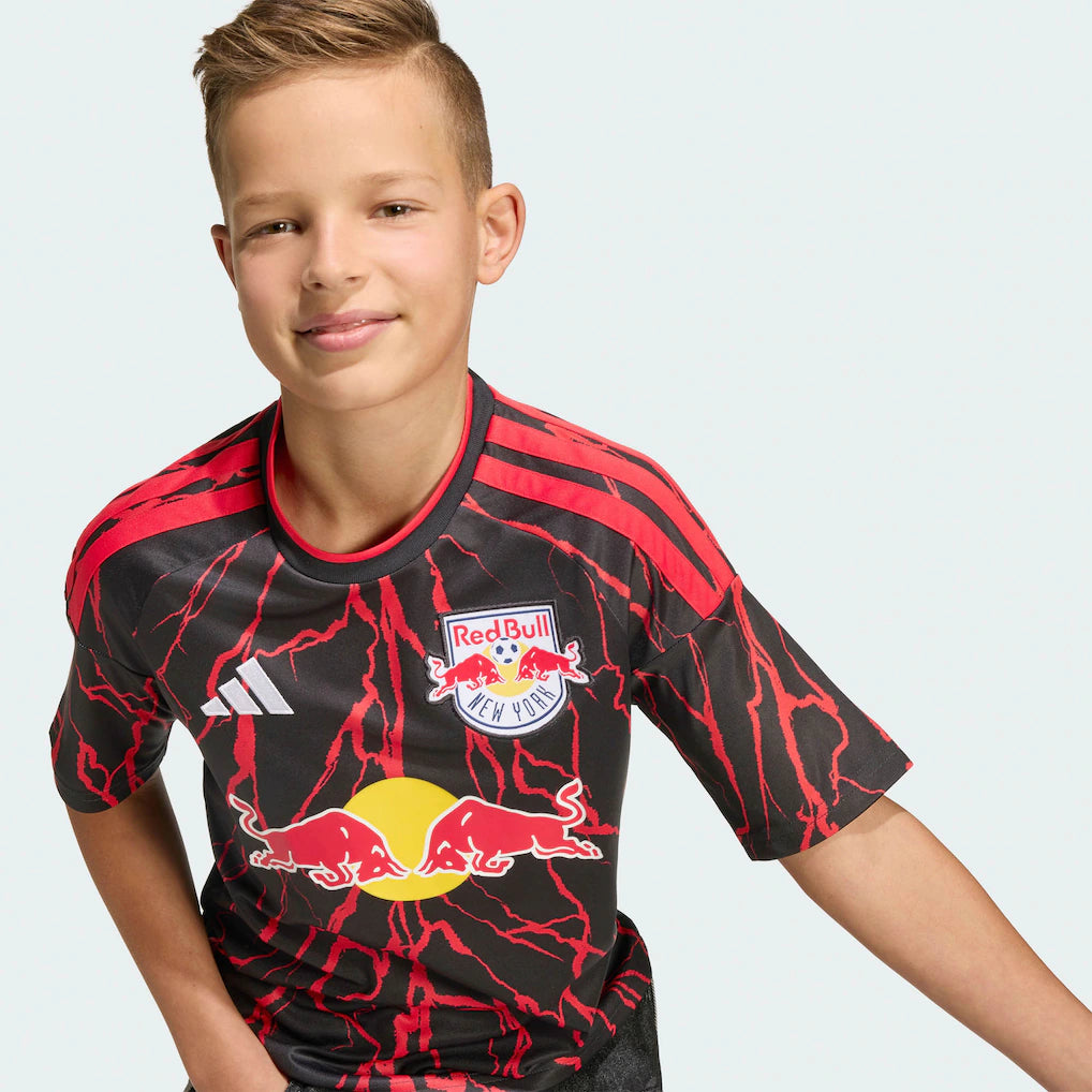 Kids New York Red Bulls Black 2026 The Rooted Kit Replica Jersey