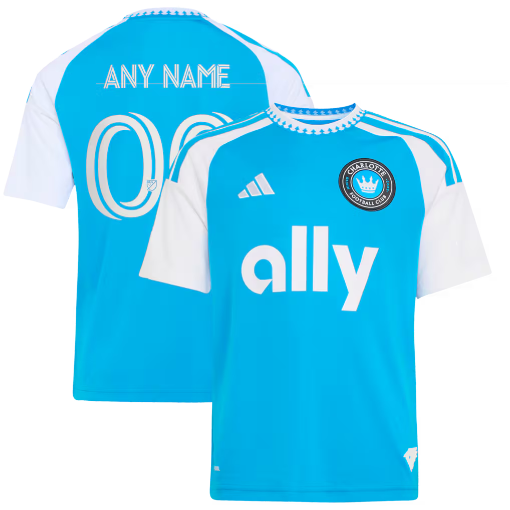 Kids Charlotte FC Blue 2026 Carolina Kit: Crowns Up Replica Custom Jersey