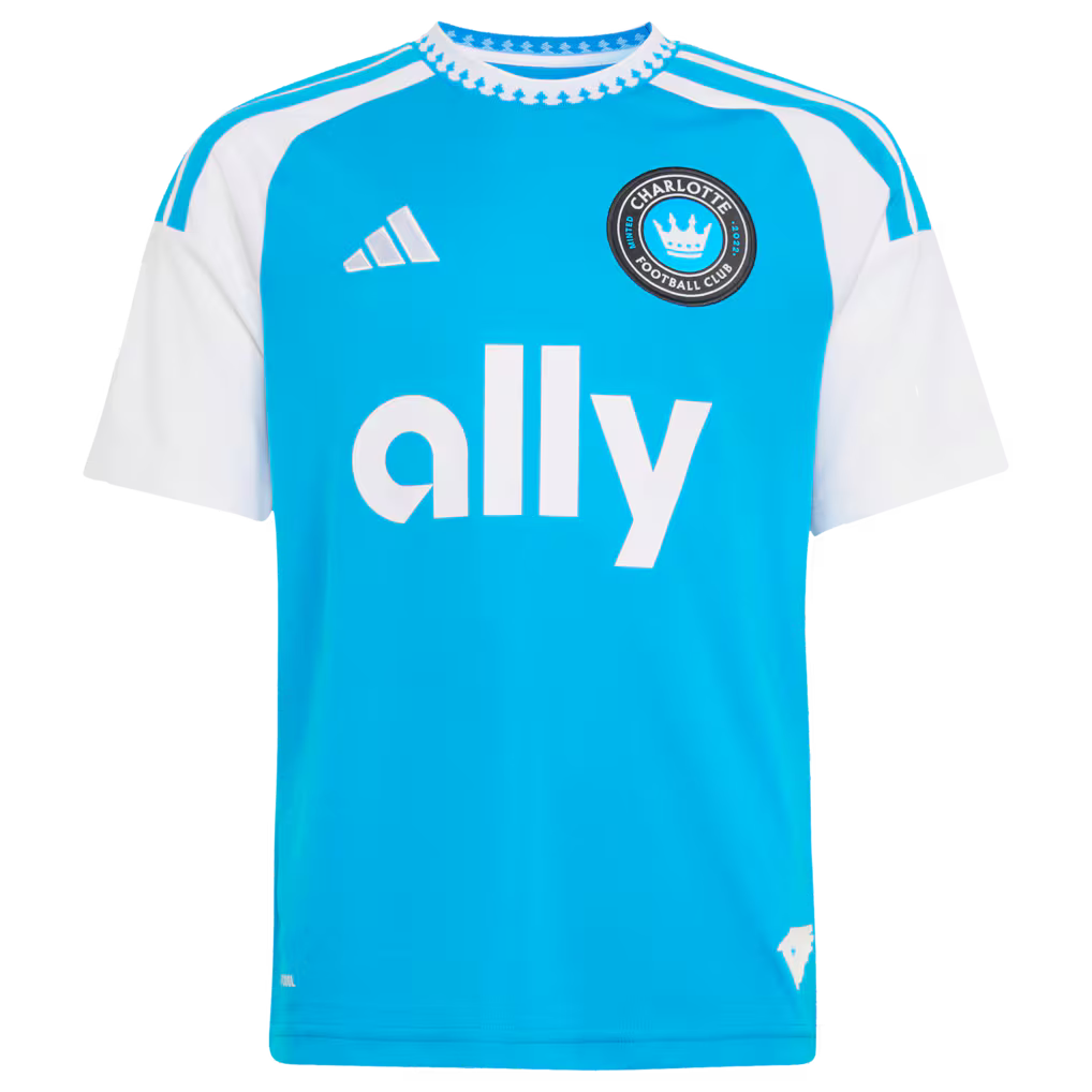Kids Charlotte FC Blue 2026 Carolina Kit: Crowns Up Replica Custom Jersey