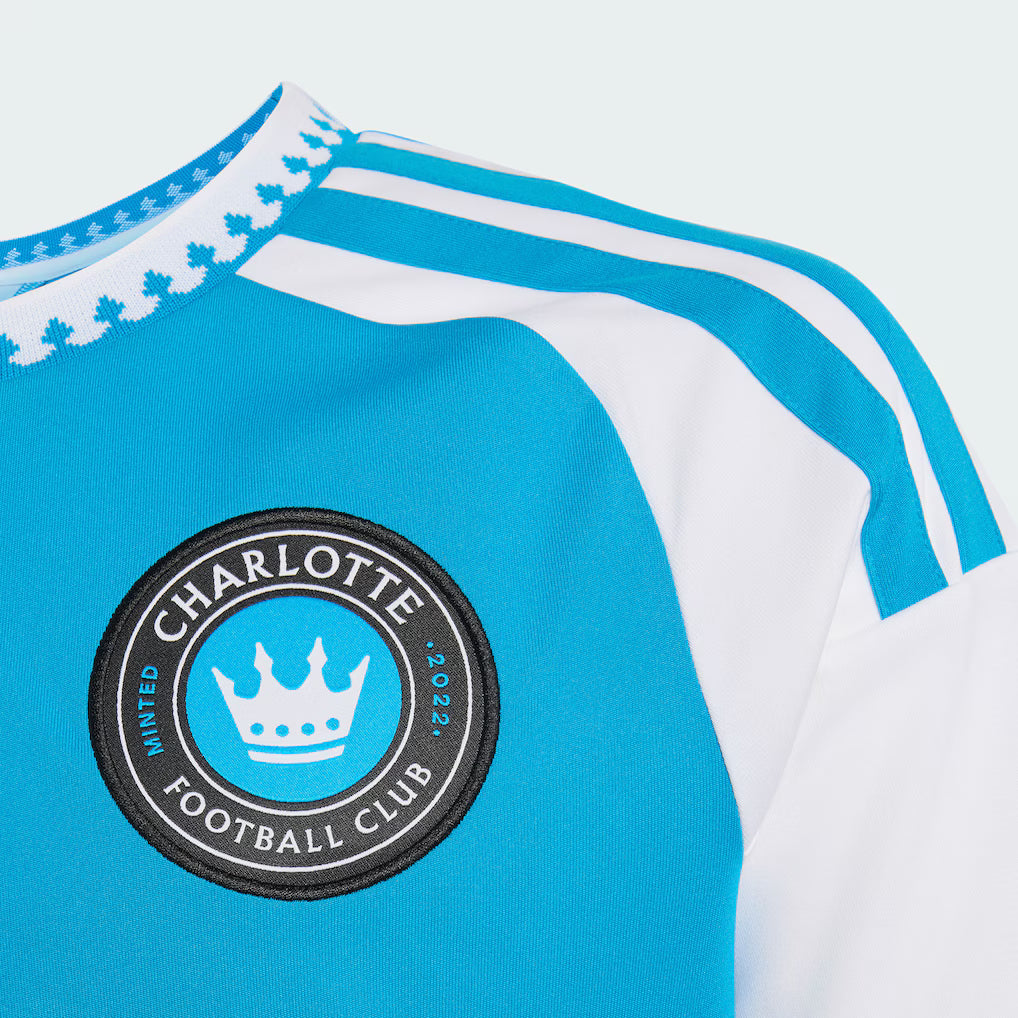 Kids Charlotte FC Blue 2026 Carolina Kit: Crowns Up Replica Jersey