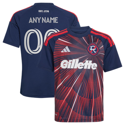 Kids New England Revolution Blue 2026 Independence Day Replica Custom Jersey