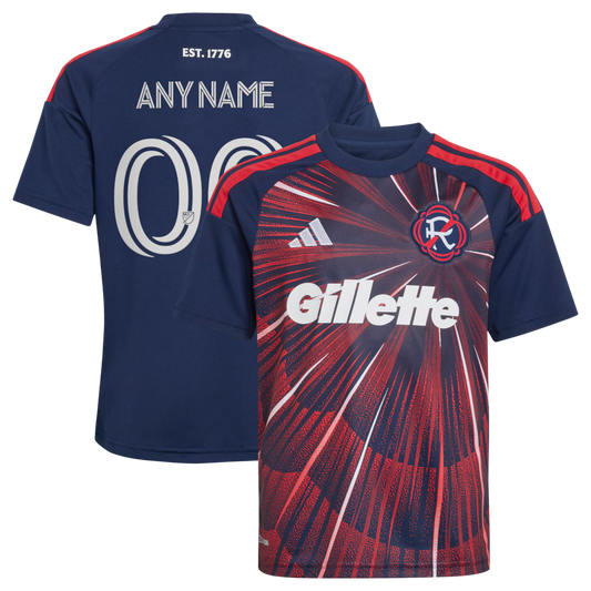 Kids New England Revolution Blue 2026 Independence Day Replica Custom Jersey