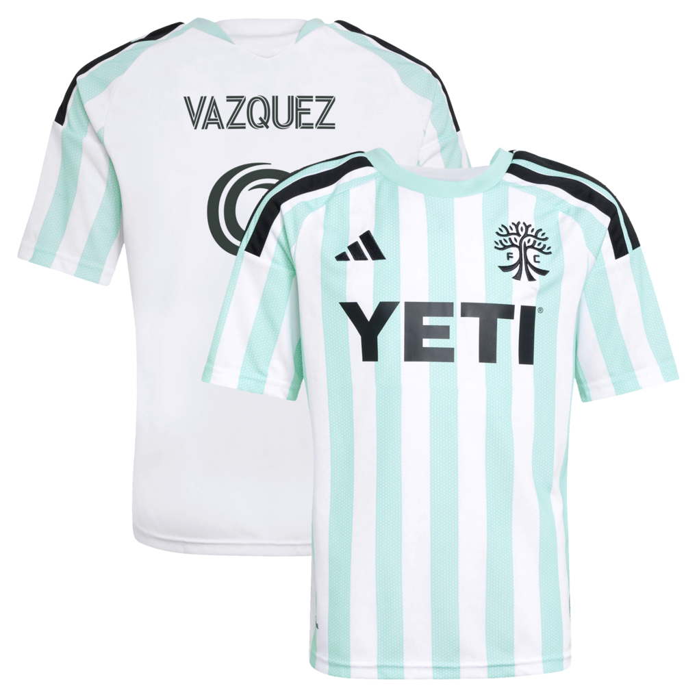 Kids Austin FC Brandon Vazquez White 2026 The Rooted Kit Replica Jersey