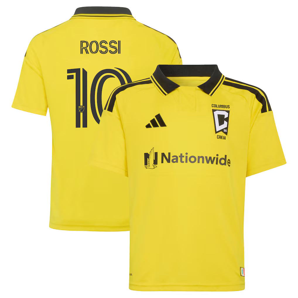 Kids Columbus Crew Diego Rossi Yellow 2026 The Crafted for Excellence Kit Replica Jersey