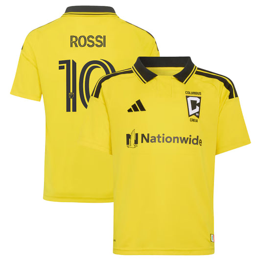 Kids Columbus Crew Diego Rossi Yellow 2026 The Crafted for Excellence Kit Replica Jersey