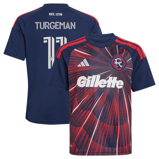 Kids New England Revolution Dor Turgeman Blue 2026 Independence Day Replica Jersey