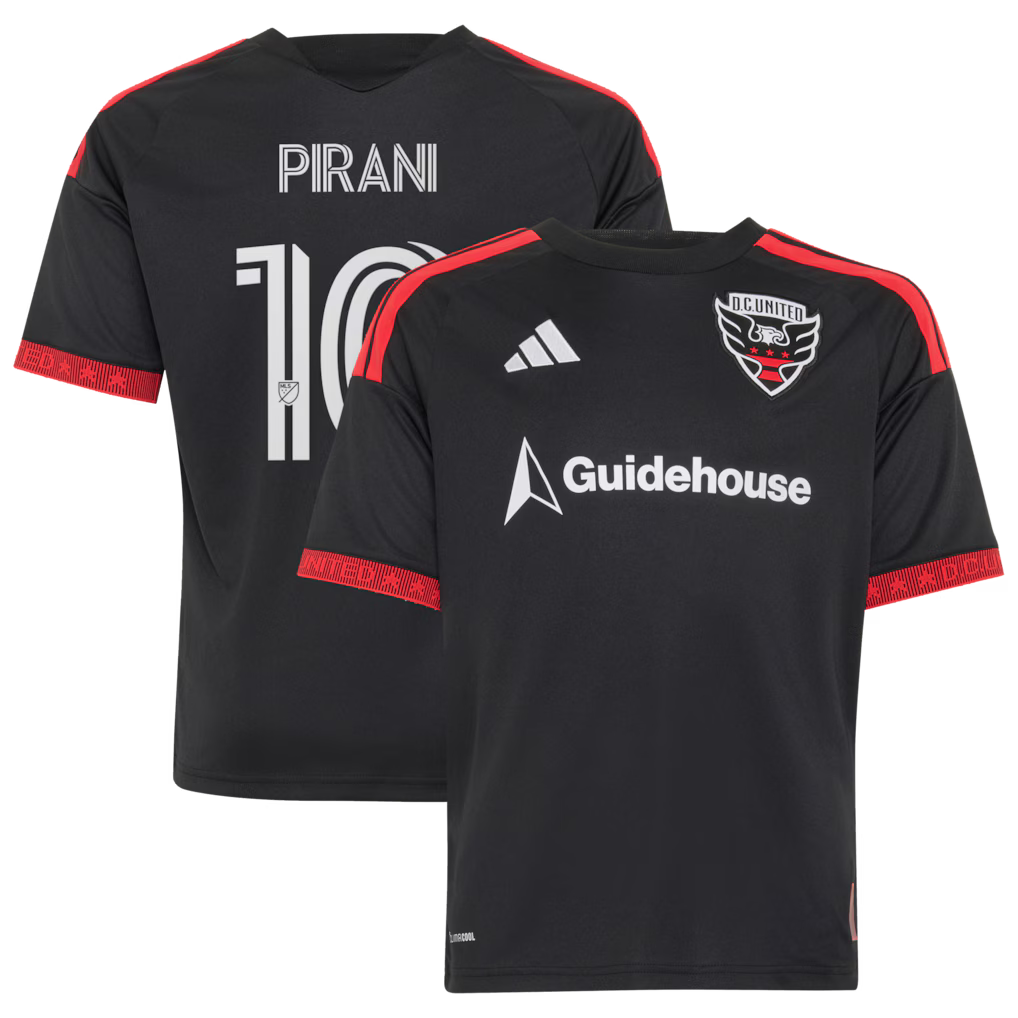 Kids D.C. United Gabriel Pirani Black 2026 Black-and-Red Kit Replica Jersey