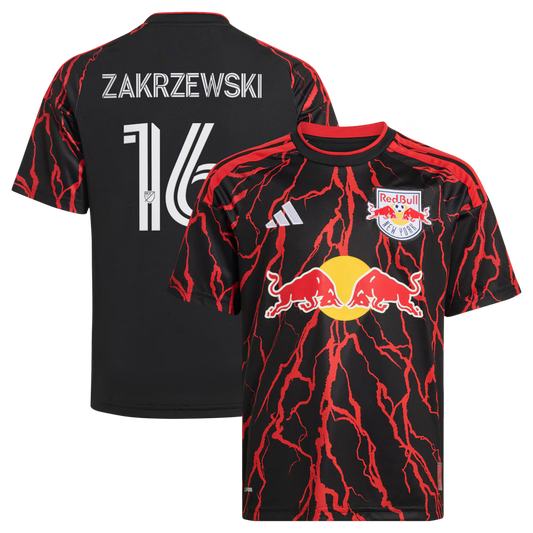 Kids New York Red Bulls Zakrzewski Black 2026 The Rooted Kit Replica Jersey