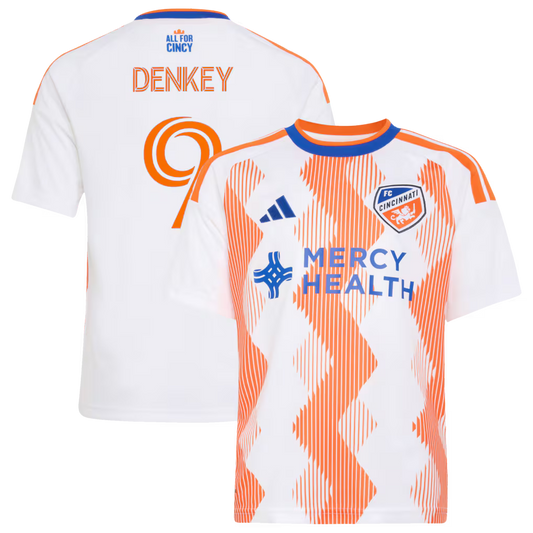 Kids FC Cincinnati Kévin Denkey White 2026 The Seven Hills Kit Replica Jersey