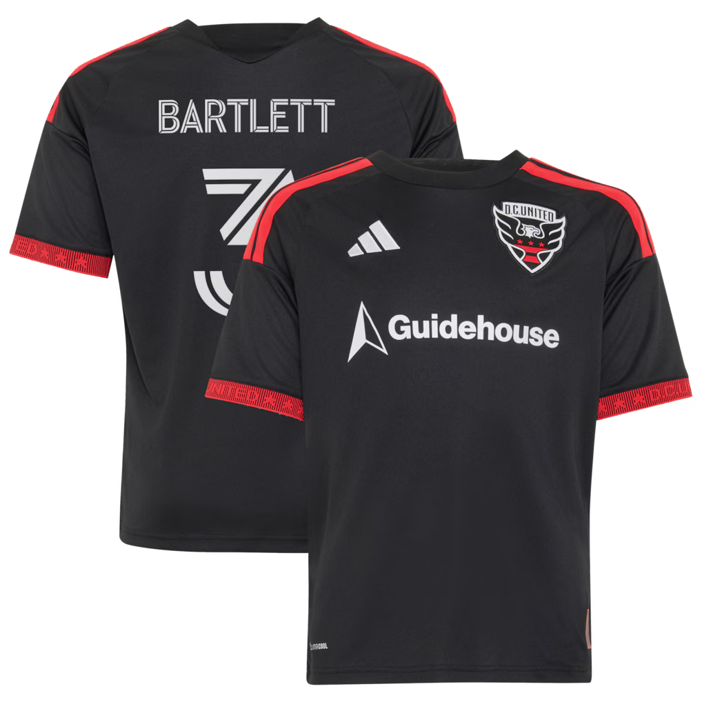 Kids D.C. United Lucas Bartlett Black 2026 Black-and-Red Kit Replica Jersey