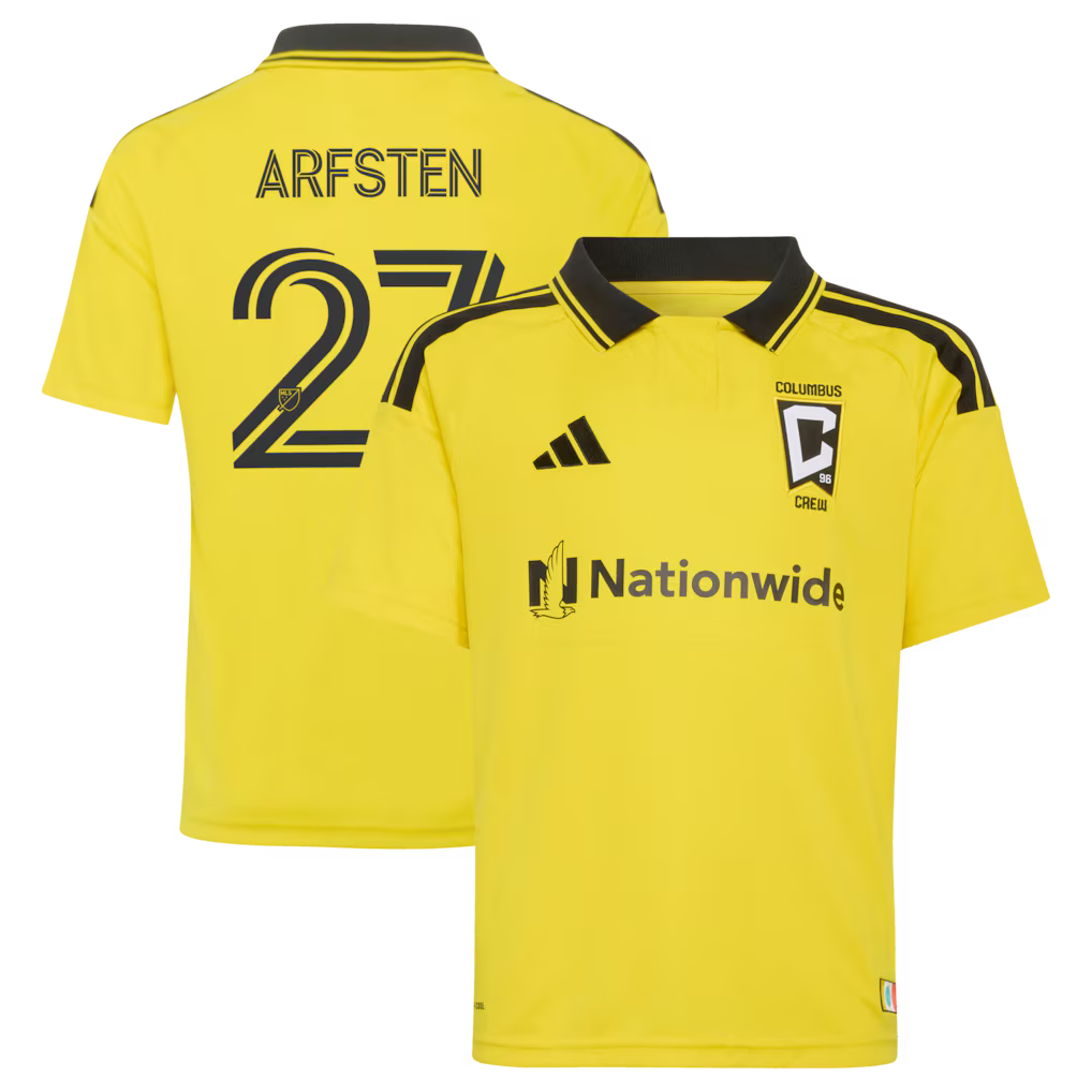 Kids Columbus Crew Maximilian Arfsten Yellow 2026 The Crafted for Excellence Kit Replica Jersey