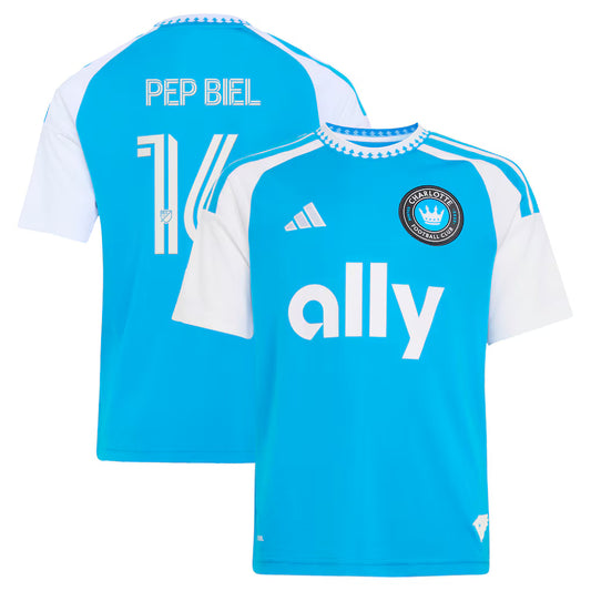 Kids Charlotte FC Pep Biel Blue 2026 Carolina Kit: Crowns Up Replica Jersey