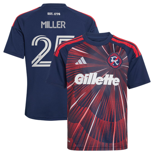 Kids New England Revolution Peyton Miller Blue 2026 Independence Day Replica Jersey