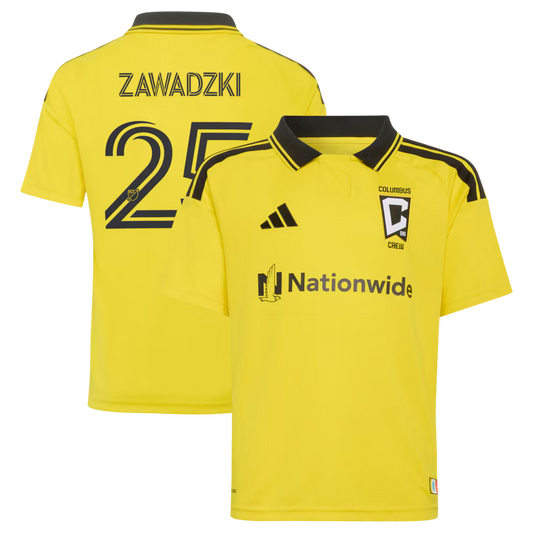 Kids Columbus Crew Sean Zawadzki Yellow 2026 The Crafted for Excellence Kit Replica Jersey